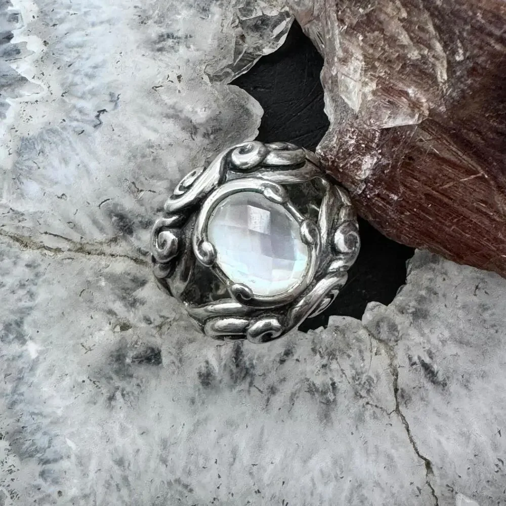 Carolyn Pollack Sterling Oval Moonstone/Clear Quartz Doublet Ring Sz 5 For Women